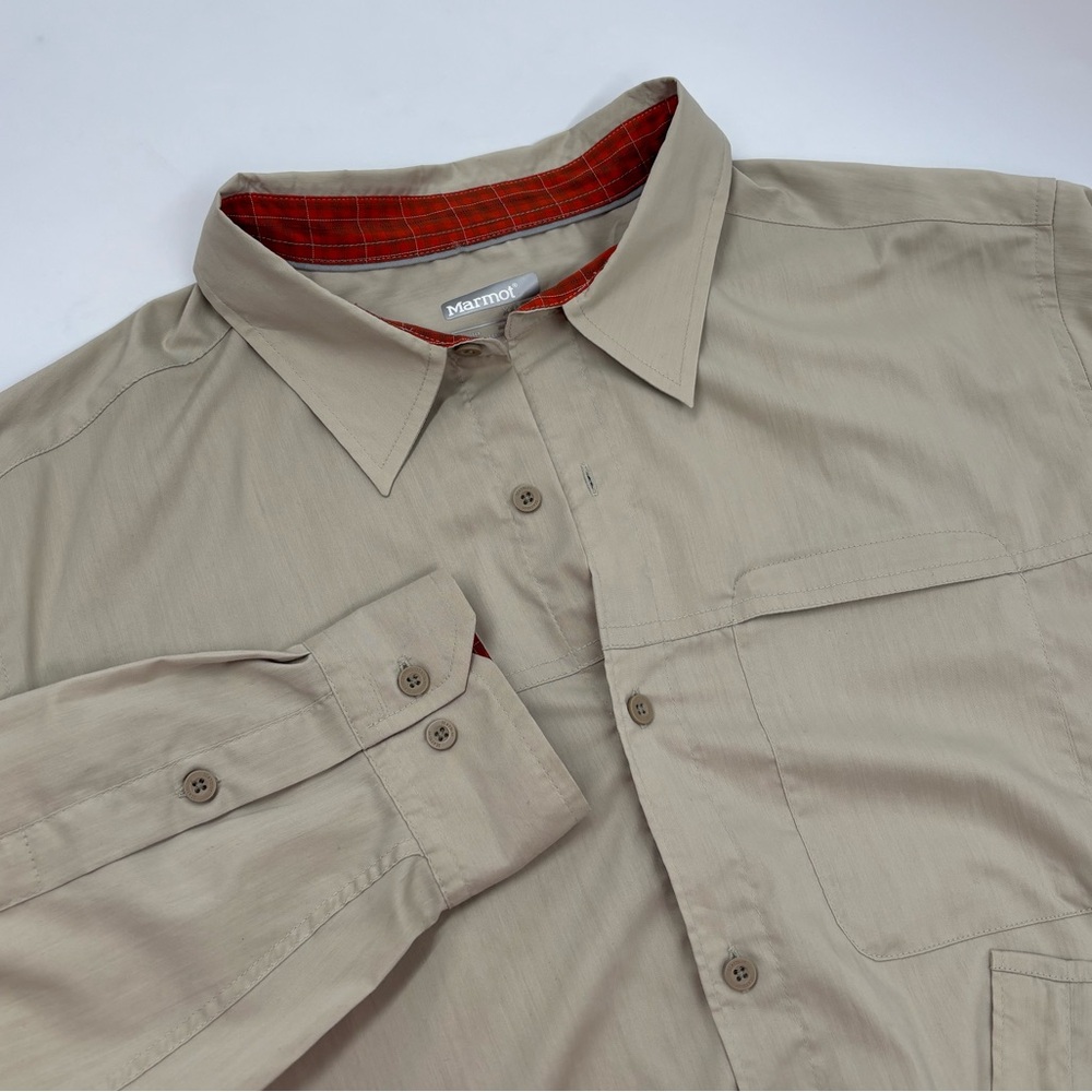 Marmot Men's‎ XXL Polyester Tan Long Sleeve Button Down Shirt
